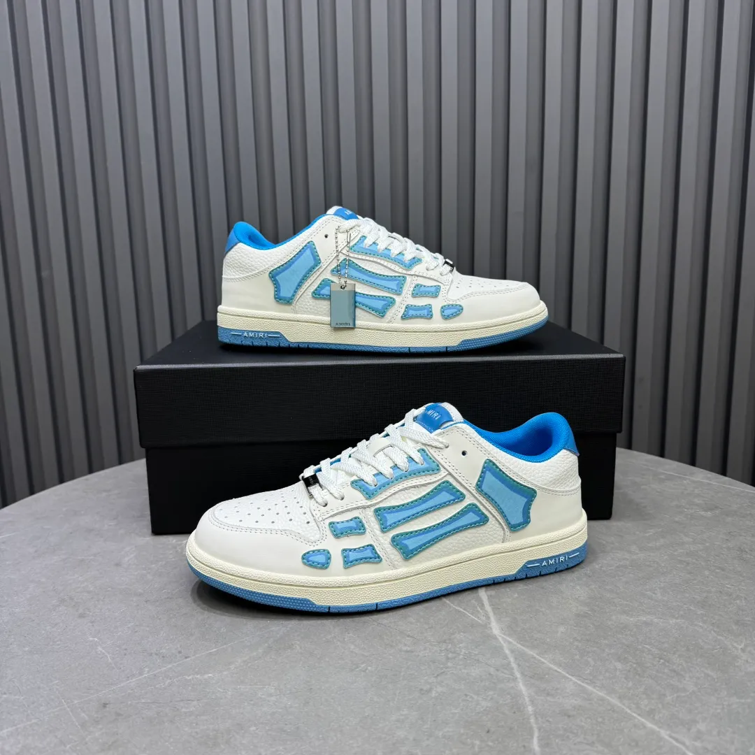 Men's men's shoes 💰600 AMIRI high street sneakers with bone sports shoes, toe layer cowhide upper, upper side bones, hand-stitched, good three-dimensional effect, customized metal LOGO, size 38-45 46